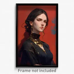 Art Poster - Woman Feeling Determined Wearing Academic Shiny Clothes (Art Print)