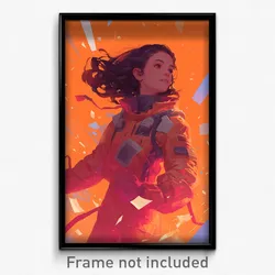 Movie Art Poster - Girl Feeling Happiness, Elegant Orange Jacket (Film Print)