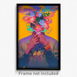 Art Poster - Man Feeling Smug Wearing Hearty Flower Bracelet (Art Print)