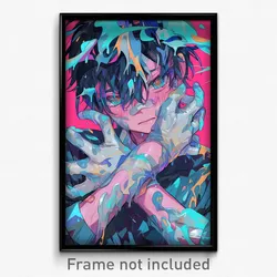 Anime Art Poster - Boy Feeling Discomfort Wearing Zany Aqua Gloves (Print)