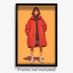 Anime Art Poster - Girl Feeling Hospitable Wearing Silly Red Coat (Print)
