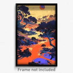 Art Poster - Orange Bluff (Psychedelic Trippy Weird 11x17 Print)