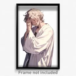 Anime Art Poster - Man Feeling Melancholy Wearing Wobbly White Robe (Print)