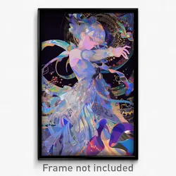 Anime Art Poster - Girl Feeling Amazement Wearing Silver Silver Dress (Print)