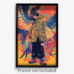 Anime Art Poster - Man Feeling Self Conscious, Worldly Large Wings (Print)