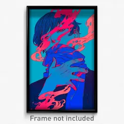 Art Poster - Boy Feeling Numb Wearing Thin Blue Scarf (Art Print)