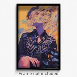 Anime Art Poster - Woman Feeling Nervous, Well Groomed Shirt Overhang (Print)
