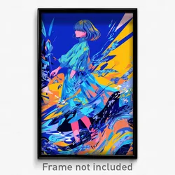 Anime Art Poster - Woman Feeling Resentment Wearing Warm Blue Dress (Print)