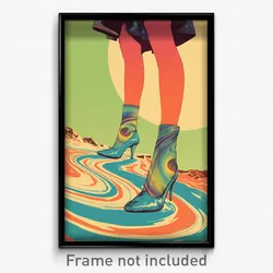 Movie Art Poster - Woman Feeling Ambivalence, Realistic Shoe Dangle (Film Print)