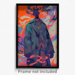 Art Poster - Man Feeling Restlessness, Kaleidoscopic Grey Coat (Art Print)