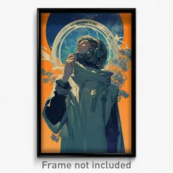 Movie Art Poster - Boy Feeling Pleasure, Gentle Grey Scarf (Retro Film Print)