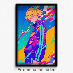 Anime Art Poster - Boy Feeling Positive Wearing Bubbly Track Suit (Print)