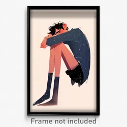 Art Poster - Boy Feeling Glumness Wearing Fabulous Kneehighs (Art Print)