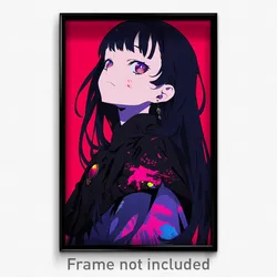Anime Art Poster - Woman Feeling Nervous, Immaculate Black Capelet (Print)