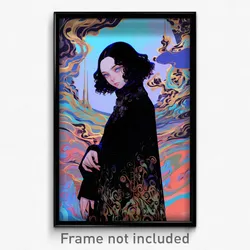 Art Poster - Woman Feeling Infatuation Wearing Black Winter Coat (Art Print)