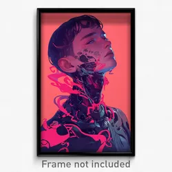 Art Poster - Boy Feeling Pensiveness Wearing Slim Shoulder Armor (Print)