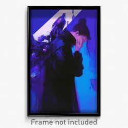 Anime Art Poster - Man Feeling Gloomy Wearing Glossy Asymmetrical Wings (Print)