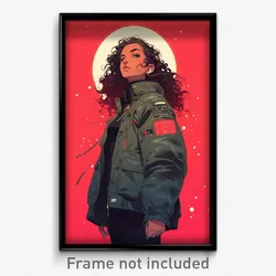 Movie Art Poster - Girl Feeling Brazen, Perfect Green Jacket (Retro Film Print)