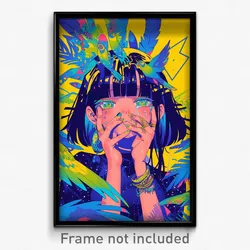 Anime Art Poster - Woman Feeling Doubt Wearing Adorable Multi Strapped (Print)