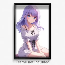 Anime Art Poster - Woman Feeling Comfortable Wearing Famous Purple Ves (Print)