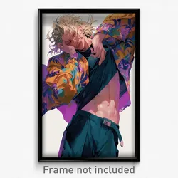 Anime Art Poster - Man Feeling Vicious Wearing Kaleidoscopic Shirt Lift (Print)