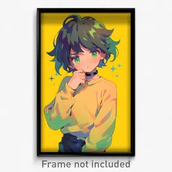 Anime Art Poster - Boy Feeling Liking Wearing Thoughtful Yellow Choker (Print)