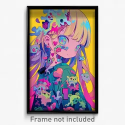 Anime Art Poster - Girl Feeling Demoralized, Delightful Heart Button (Print)