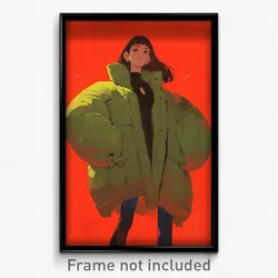 Movie Art Poster - Girl Feeling Claustrophobic, Buoyant Green Coat (Film Print)
