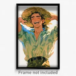 Anime Art Poster - Man Feeling Ecstatic Wearing Marvelous Straw Hat (Print)