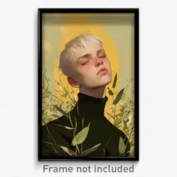 Art Poster - Boy Feeling Self Caring Wearing Husky Turtleneck (Art Print)