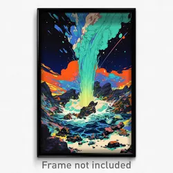 Movie Art Poster - Tattered Geyser (Psychedelic Trippy Retro Cartoon Film Print)