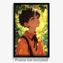 Art Poster - Boy Feeling Charity Wearing Handmade Orange Dress (Art Print)