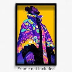 Art Poster - Man Feeling Enjoyment Wearing Well To Do Purple Capelet (Print)