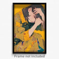 Anime Art Poster - Woman Feeling Neglect Wearing Golden Collared Dress (Print)