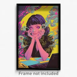 Movie Art Poster - Woman Feeling Bored Wearing Unkempt Edgy (Retro Film Print)