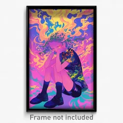 Anime Art Poster - Girl Feeling Enlightened, Adorable Black Shorts (Print)