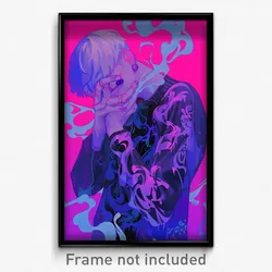 Anime Art Poster - Boy Feeling Guilt Wearing Soft Purple Ves (Print)