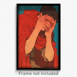 Anime Art Poster - Man Feeling Sorrow Wearing Golden Red Cape (Print)