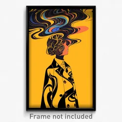 Art Poster - Woman Feeling Dominant Wearing Yellow Collared Coat (Print)