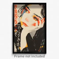 Japanese Movie Poster - Woman Feeling Serenity, Gloomy Grey (Japan Art Print)
