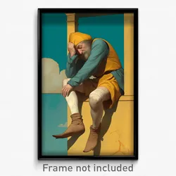 Art Poster - Man Feeling Resignation, Unique Back Seamed Legwear (Art Print)