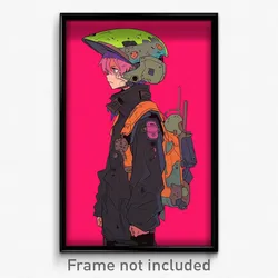 Anime Art Poster - Boy Feeling Lonely Wearing Multicolored Visor Armor (Print)