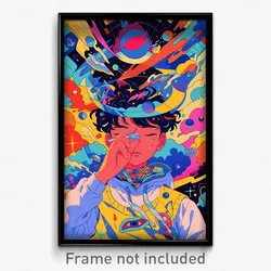 Movie Art Poster - Boy Feeling Contentment, White Puffy Short Sleeve (Print)