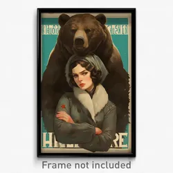 Russian Movie Poster - Girl Feeling Fury, Mysterious Bear Costume (Art Print)