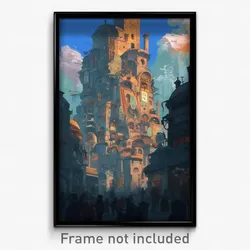 Art Poster - A Wizard’s Tower Surrounded By Mystical Creatures
