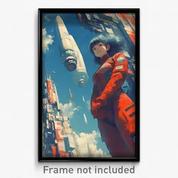 Movie Art Poster - Girl Feeling Amusement, Artistic Red Sleeves (Film Print)