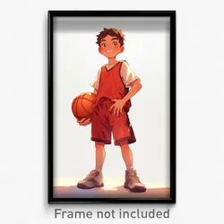 Anime Art Poster - Boy Feeling Confident, Baggy Basketball Uniform (Print)