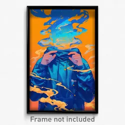 Movie Art Poster - Boy Feeling Shame, Rectangular Blue Hoodie (Retro Film Print)