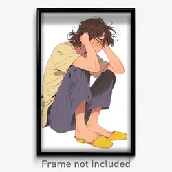 Anime Art Poster - Man Feeling Upset Wearing Soft Yellow Footwear (Print)