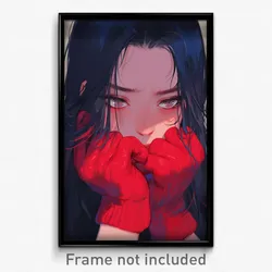 Anime Art Poster - Girl Feeling Fury Wearing Red Two Tone Gloves (Print)